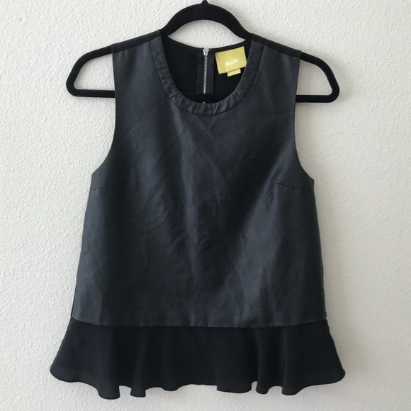 Anthropologie Tops - Anthropologie Maeve Faux Leather Top XS